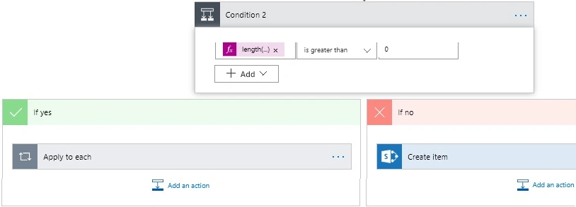 Add condition action to check