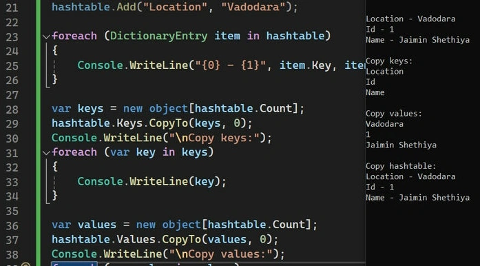 Copy hashtable