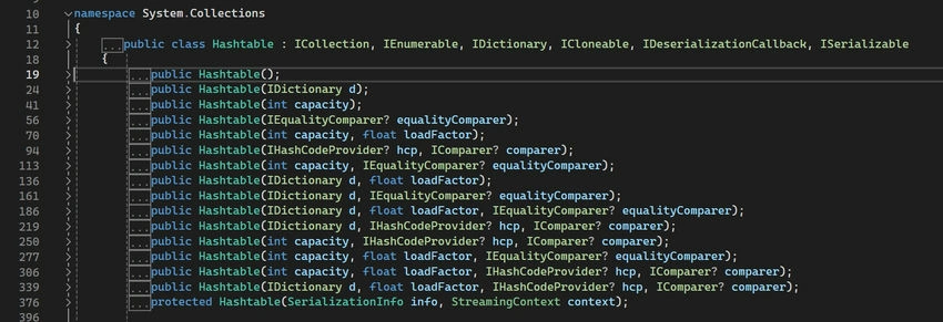 Hashtable instance