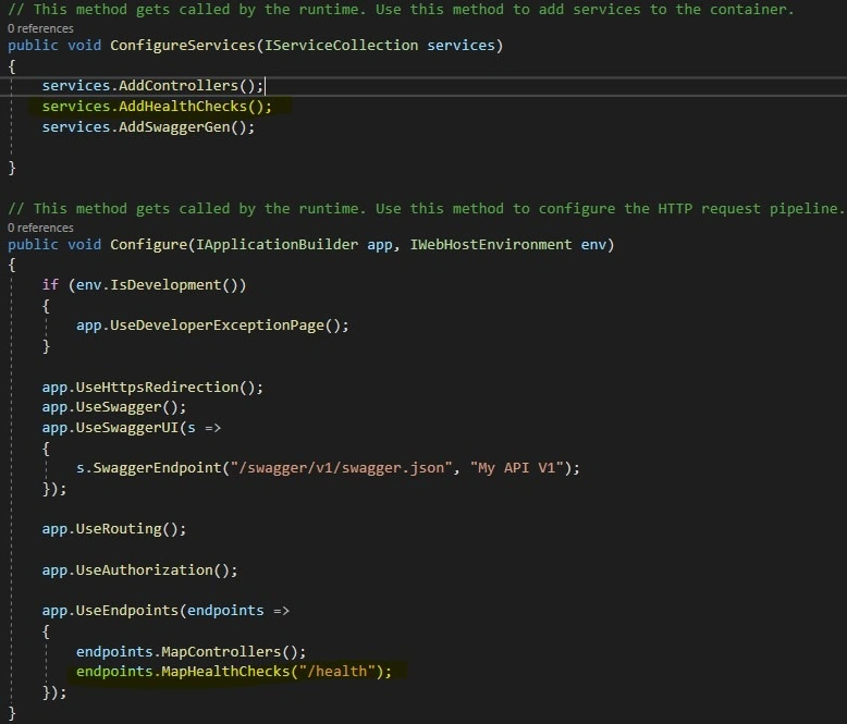 Enable to health check endpoint