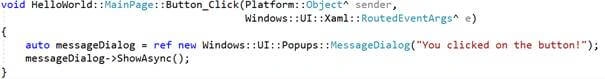 Hello World with Universal Windows Platform in C++