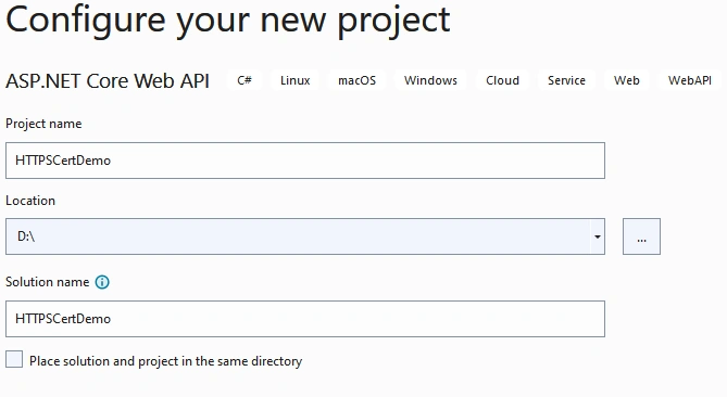 Hosting .NET Core Web API images with Docker Compose over HTTPS