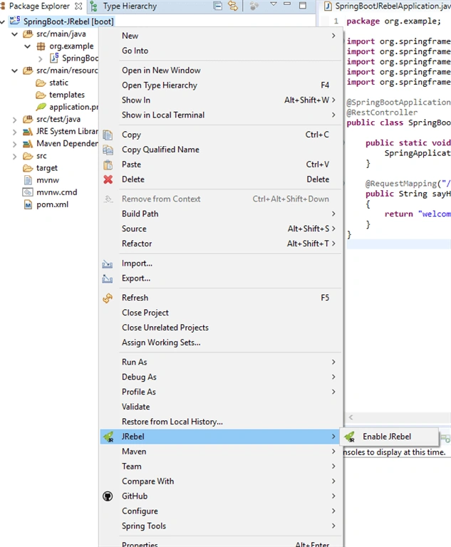 Hot Reloading Using JRebel For Java Application
