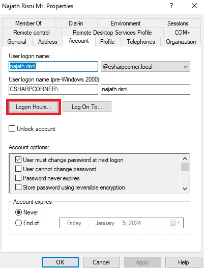 Logon hours
