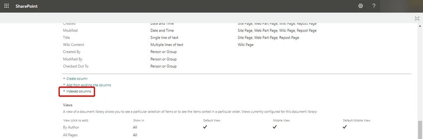 Indexed Columns
