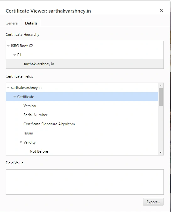 server's SSL certificate