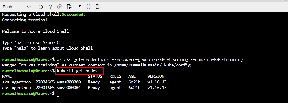 Azure Kubernetes Service AKS with Cloud Shell