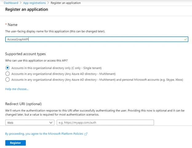 Register an application