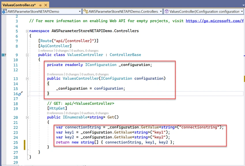 How to access parameters from AWS Systems Manager Parameter store in .NET 6 Web API