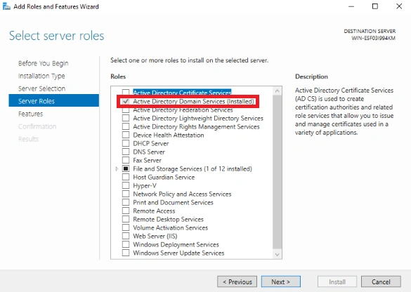 Select server roles