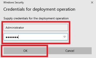 Credentials for deployment operation