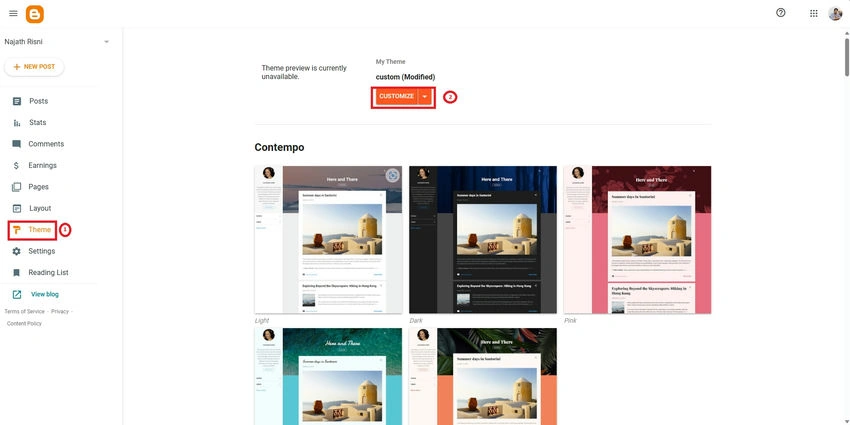 Dashboard theme
