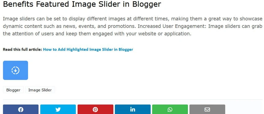 Benefits featured image slider in blogger