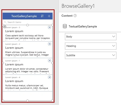 Text gallery