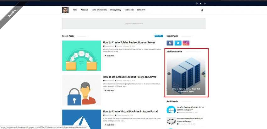 Website home page
