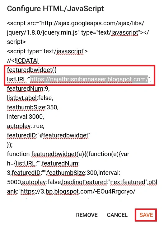 Widget list URL