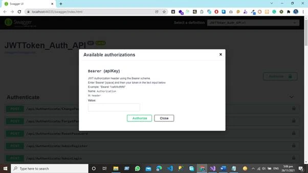 How To Add JWT Bearer Token Authorization Functionality in Swagger