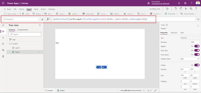 How To Add Marquee (Scrollable Text) In PowerApps