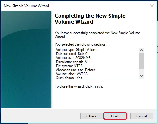 click on finish button