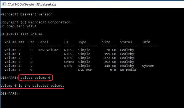 select volume