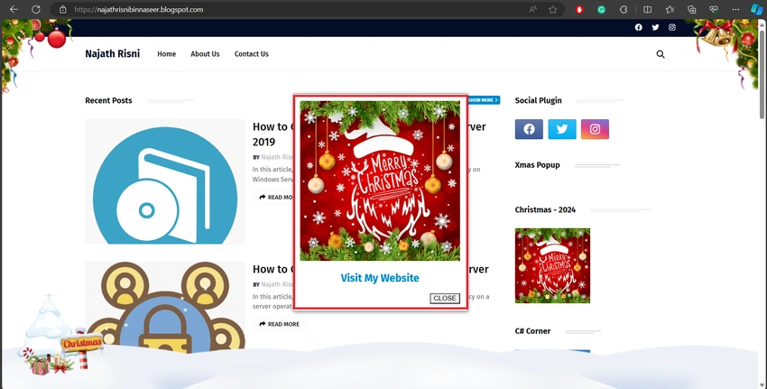 Step 7: Popup Image Appearance After Reloading