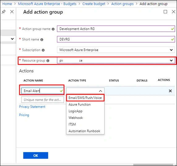 How To Alert/Monitor Spending Limit For Resource Group In Microsoft Azure