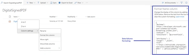 How To Enable Digital Signature In Digital Signed PDF Using Column Formatting