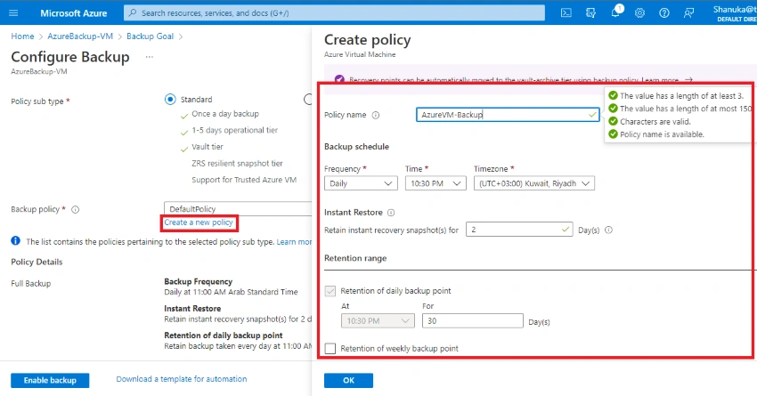 How to Backup Virtual Machines by using Azure Portal