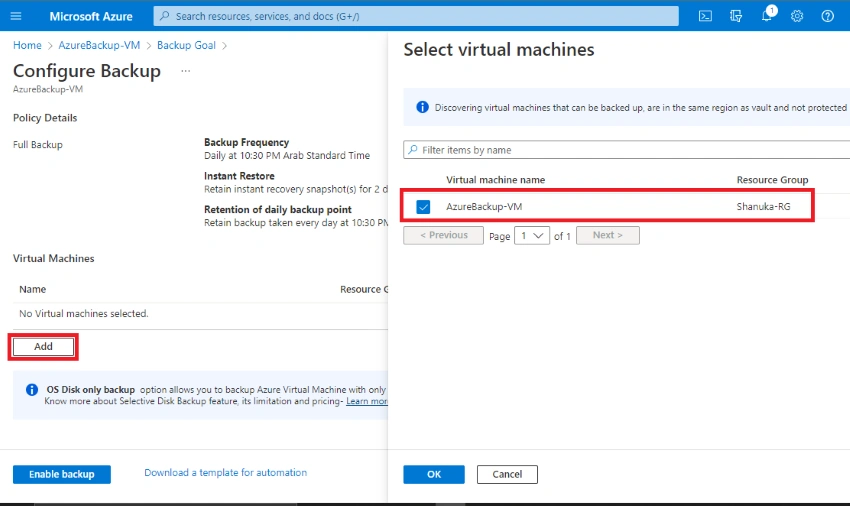 How to Backup Virtual Machines by using Azure Portal