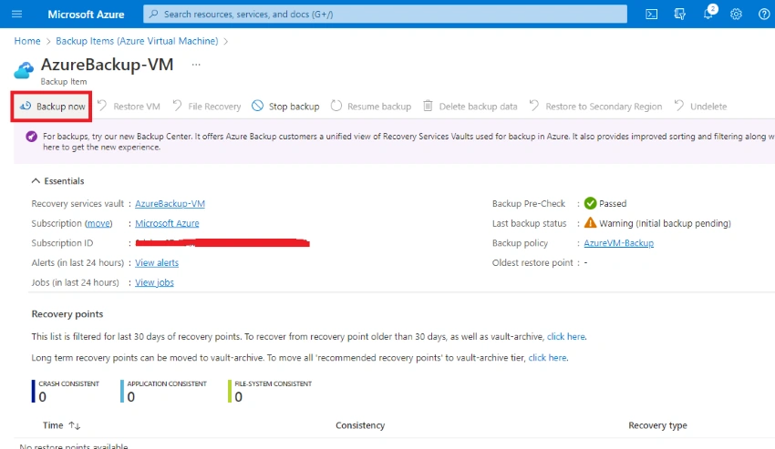 How to Backup Virtual Machines by using Azure Portal