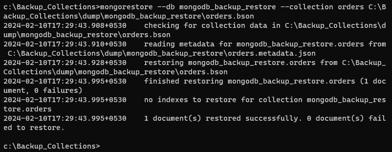 Backup and Restore Database Collection