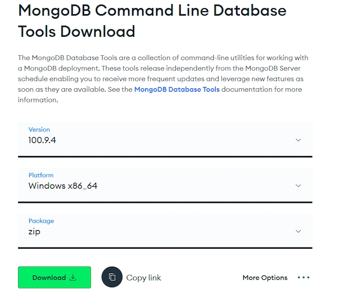 Setup the MongoDB Database Tools Commands