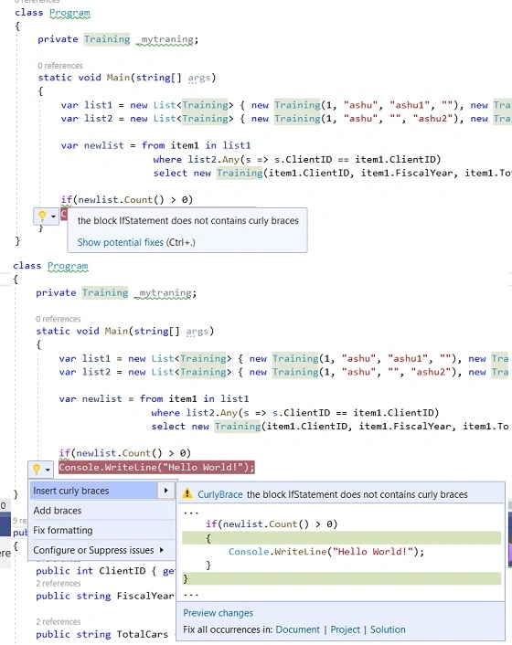 .NET Compiler Platform(Roslyn) - Build Analyzer And Code fixes