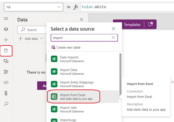 Import from excel