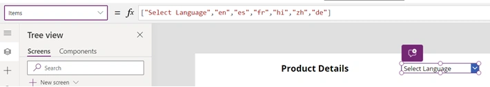 Dropdown control Items property