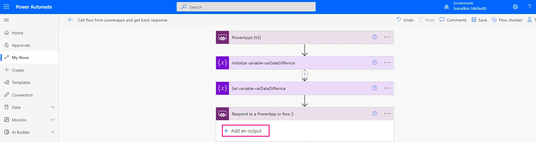 Get a response from Power Automate to PowerApps