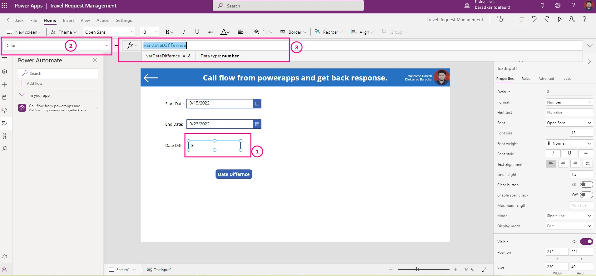 Get a response from Power Automate to PowerApps