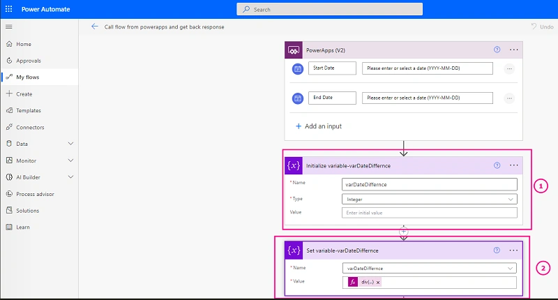 How to pass parameters or input to flow from PowerApps