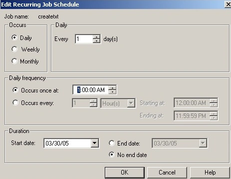 Edit recurring job schedule