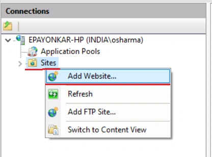 Click On "Sites"