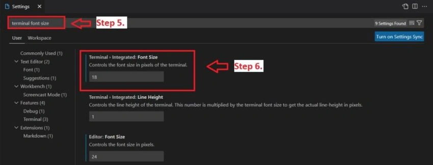 How To Change the VSCode Terminal Font Size