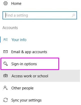 sign - in option