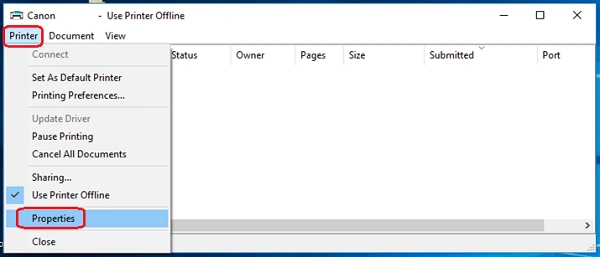 click on properties option