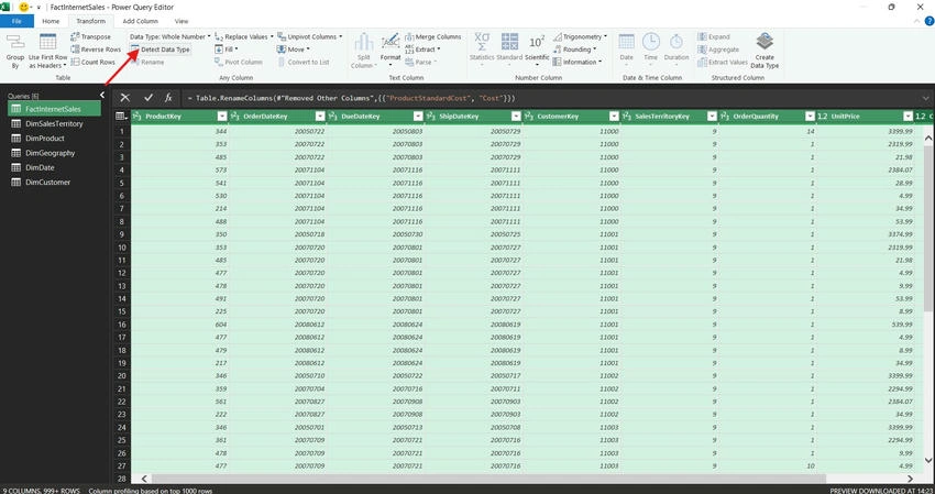Detect the datatype 