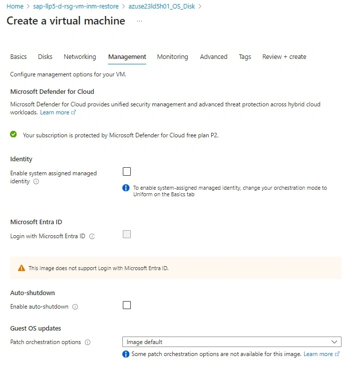Management tab
