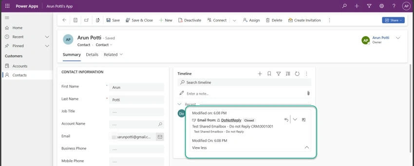 Email activity