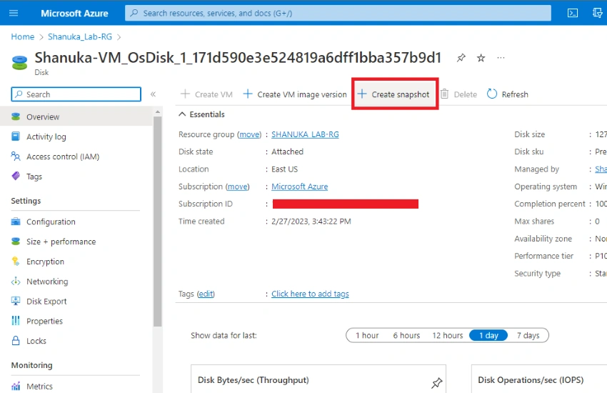 How to configure a Incremental Snapshot for managed disks