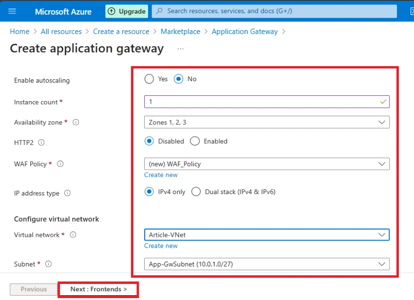 Configure Virtual Network