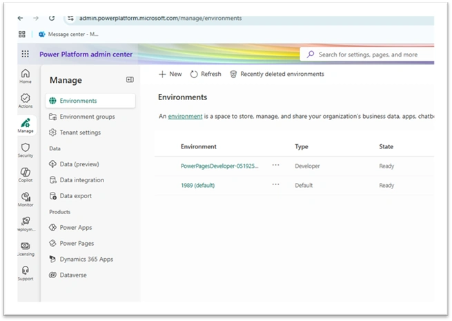 Power platform Admin Center