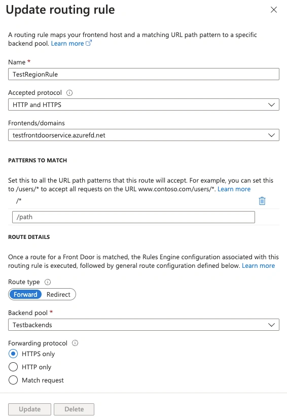 How to configure Front Door for an Azure App: